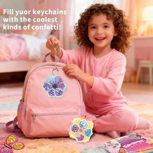 Kit de loisirs créatifs DIY pour enfants, thème Licornes et Princesses, avec paillettes, pour la création de porte-clés, produit phare - Product Image 3