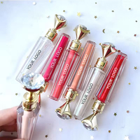 Vente en gros de gloss à lèvres minéral, emballage extérieur diamant, liquide mat, longue tenue, imperméable, OEM, étiquette privée, rouge à lèvres personnalisé