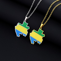 2025 vente en gros Logo personnalisé métal acier inoxydable drapeau du Gabon carte collier