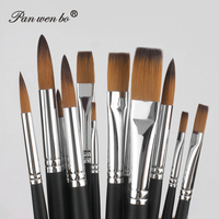 Panwenbo-Ensemble de pinceaux de peinture pour ongles, pinceaux acryliques pour la peinture à l'huile