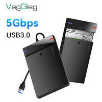 VegGieg Case per HDD 2.5 SATA a USB 3.0, Adattatore per Disco Rigido, Box per SSD, Case Tipo C 3.1, Enclosure Esterno per HDD