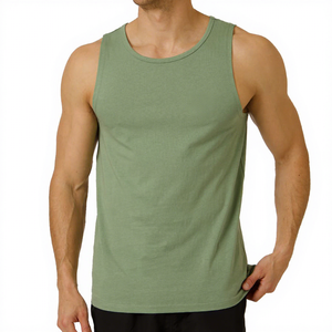 Men's Performance Tank <b>Top</b> Lightweight Workout Gym Vest OEM Supplier Polyester/Cotton Quick Dry Breathable Anti-UV 160g Fabric - Product Image 1
