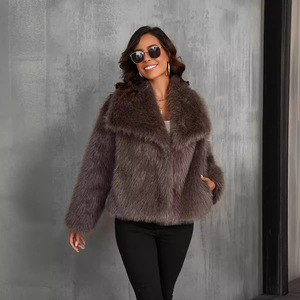 Chaqueta <span class=keywords><strong>de</strong></span> mujer <span class=keywords><strong>de</strong></span> <span class=keywords><strong>piel</strong></span> sintética con cuello grande <span class=keywords><strong>de</strong></span> <span class=keywords><strong>piel</strong></span> <span class=keywords><strong>de</strong></span> zorro - Product Image 1