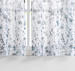 <span class=keywords><strong>Tende</strong></span> da cucina blu <span class=keywords><strong>grigio</strong></span> polveroso con fiori lunghi 45 pollici piccole <span class=keywords><strong>tende</strong></span> rustiche per finestre in <span class=keywords><strong>lino</strong></span> di fattoria - Product Image 2