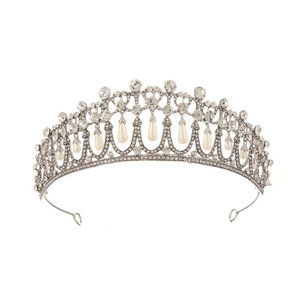 Couronne <span class=keywords><strong>de</strong></span> reine vintage QS, diadème en cristal et perles pour mariée, bandeaux <span class=keywords><strong>de</strong></span> mariée, diadème pour fille - Product Image 5