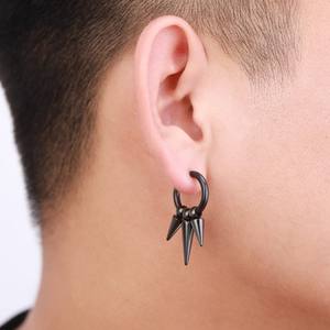 Pendientes de hombre de moda borla negra pendientes de acero inoxidable <span class=keywords><strong>2023</strong></span> - Product Image 6
