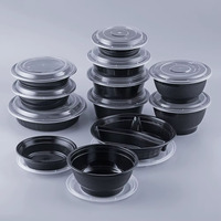 Bol alimentaire jetable en plastique PP de 16 oz avec couvercles pour la restauration rapide et les plats à emporter
