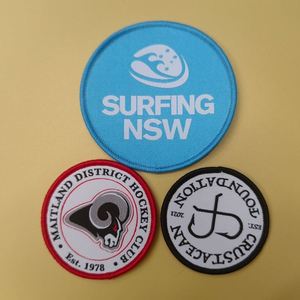 Wholesale Chenille High Quality Woven Badges Custom Brand <b>Name</b> Logo Designer Iron on Woven Patches for Clothing - Product Image 1