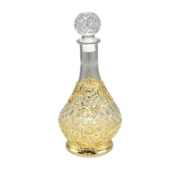 Carafe en verre grande capacité, bouteille en verre doré avec dentelle en acier, vase, flacons de parfum de bonne qualité