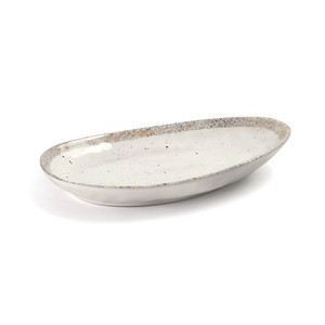 Piatto da portata ovale in ceramica Earth Tear Fountain, bianco con bordo maculato - Product Image 1