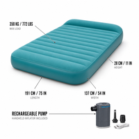 Lit d'air gonflable portable Bestway 69632 pour intérieur et extérieur, camping, avec pompe rechargeable manuelle