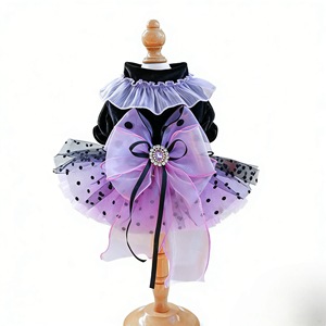 Vestido para Perro, Falda Tutú Mágica de Elfo, Morado con Puntos Negros, Poliéster, para las Cuatro Estaciones, Traje para Cachorros Pequeños - Product Image 5