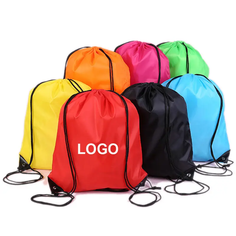 Orijinal fabrika ucuz Polyester beraberlik dize spor çanta özel ipli promosyon çanta