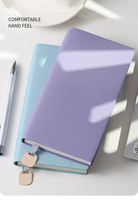 Carnet portable A6 en PU grain litchi, personnalisable avec logo, couverture épaissie, poches, reliure sans fil, design léger