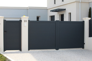 Porte moderne à lamelles en aluminium pour l'entrée de la cour Conception de grande porte principale bon marché Style ouvert à ouverture automatique pour cadre métallique de villa - Product Image 6