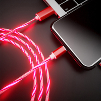 Cable Micro USB Tipo-C de Carga Rápida 2A con Luz Fluorescente LED para iPhone, Computadora e Impresora