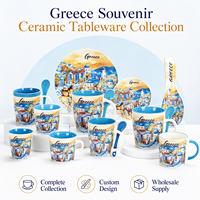 Service de vaisselle en céramique et porcelaine, souvenirs touristiques de lieux emblématiques de la Grèce, pour cadeaux touristiques, personnalisable OEM ODM, vente en gros directe usine