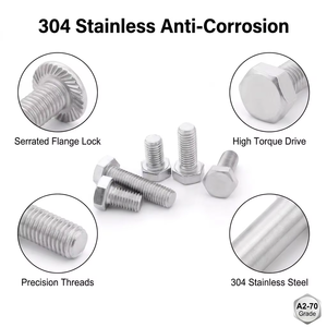 Baut Hexagon Kustom M3 M4 M5 M6 M8 M10 1/2 1/4" 1" DIN 933 Baja Tahan Karat Baut Kepala Hexagon Flens - Product Image 6