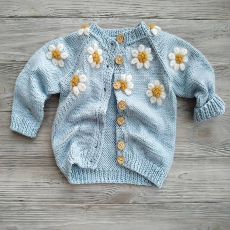 Spring Baby Girls Knitted Sweater Handmade