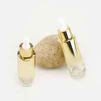 Emballage de 30ml pour cosmétiques biologiques pour soins de la peau Bouteille en verre recyclable à revêtement métallique doré avec compte-gouttes, personnalisable