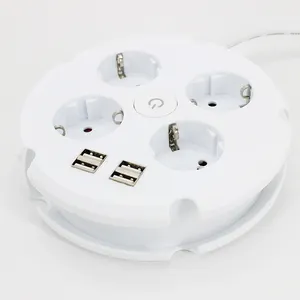 Factory Supply 1.5m Extension Cord Electrical Power Strip Socket With 4 Extension Sockets and 4 Usb Port