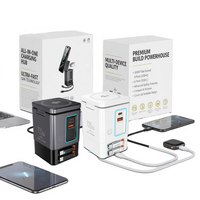 Station de charge de bureau 7-en-1 105W pour téléphones portables et ordinateurs portables, chargeur sans fil, câble rétractable, multiprise multi-appareils