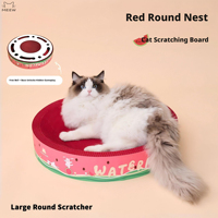 Grattoir pour chat rond extra large en forme de pastèque, en carton ondulé haute densité, avec jouet clochette inclus, pour chats de grande taille