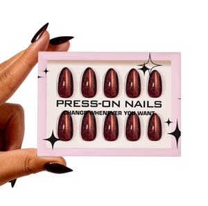 <span class=keywords><strong>Uñas</strong></span> Postizas Color <span class=keywords><strong>Rojo</strong></span> Marrón Ojo de Gato con Brillo Fino y Alto Brillo, Forma Almendrada, Venta al por Mayor, <span class=keywords><strong>Uñas</strong></span> Postizas de Calidad Profesional para Mujer, <span class=keywords><strong>Uñas</strong></span> de Lujo - Product Image 4