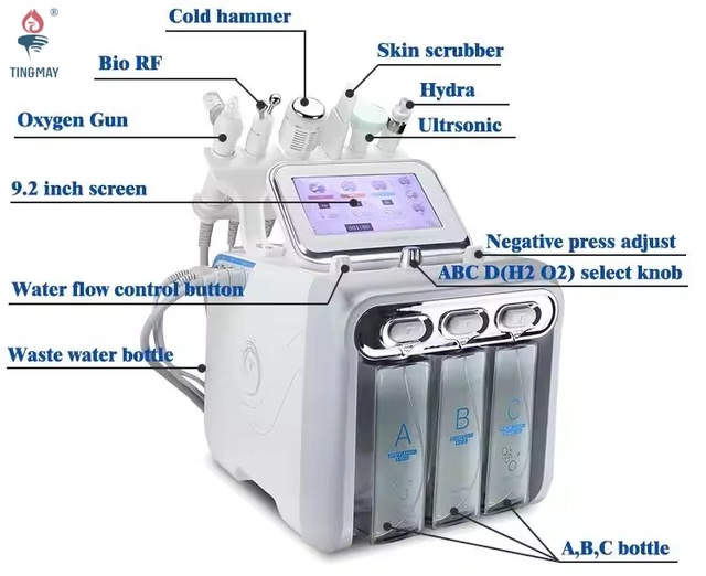 Factory Price Hydra Jet Peel 6 Handles Hydro Beauty Clean Skin Care H2O2 Inject Face Spray Hydrogen Facial Machine