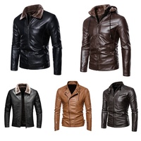 Nieuwe Collectie Heren Casual Zip Up Slim Solid Bomber Biker Racer Motorfiets Pu Faux Leather Jacket Voor Mannen