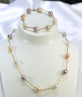 Feirun 9-10mm AA + Edison Baroque Réel Naturel Cauri Shell Bijoux Perle D'eau Douce Bracelet Perle Perle Bracelet pour Femmes