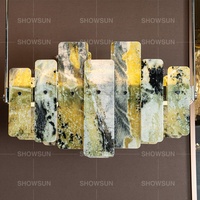 Lustre en pierre de luxe de 28 pouces, design moderne et unique, luminaire suspendu rectangulaire en marbre haut de gamme pour salle à manger, salon, villa