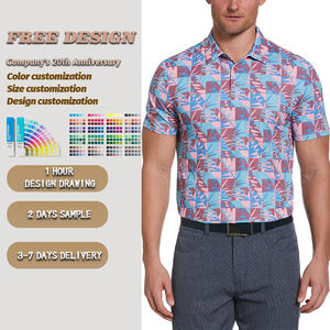 Golf de lujo para hombres para Polos de secado rápido Slim Fit Knit Custom Logo Design patrón impreso en Nylon Spandex Jersey - Product Image 1