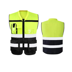 Áo phản quang công trình, giao thông, chất liệu OEM, màu vàng đen, độ phản quang cao, nhiều túi, có ô đựng thẻ nhân viên - Product Image 2