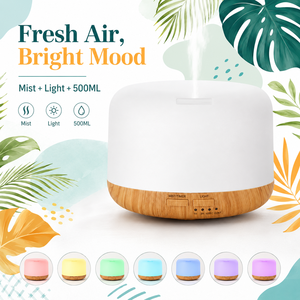 Humidificador de Aire Profesional Eléctrico Silencioso de 500 ml de Gran Capacidad con Base de Madera, Control Remoto, Luz LED de 7 Colores y Aroma para Yoga y Hoteles - Product Image 2