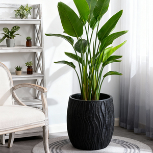 Vaso de Chão Grande Yicai, Imitação de Cimento, Vaso de Plástico Redondo Grande e Criativo, Vaso Decorativo para Plantas Artificiais de Interior - Product Image 2