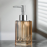 Vente en gros de distributeurs de savon pour salle de bain et cuisine, flacon transparent en cristal gris champagne
