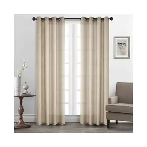 Rideaux modernes semi occultants en faux lin, rideaux et tentures en lin de couleur pure en fil nordique - Product Image 2