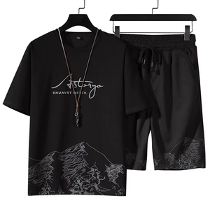 ชุดกีฬาผู้ชายสไตล์เกาหลี 2 ชิ้น เสื้อยืดแขนสั้นทรงเข้ารูป ไซส์ใหญ่ ชุดลำลองสำหรับฤดูร้อน - Product Image 5