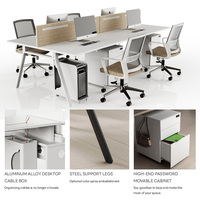 Bureau de direction, bureau de travail pour 2, 4, 6 personnes, bureau modulaire en bois, mobilier de bureau, poste de travail
