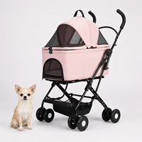 Poussette pliable détachable pour chiens et chats, transporteur portable pour animaux de compagnie avec roues en EVA pour les voyages