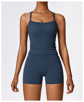 P888 요가 조끼 홀터 탑 스포츠 속옷 체육복 Ropa De Mujer 아래 의류와 요가 반바지 세트
