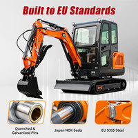 Excavadora Compacta de 3 Toneladas con Cabina, Motor Diésel Kubota, Certificación CE, Orugas de Goma, Giro Cero, Máquina Excavadora Utilitaria, Mejor Precio