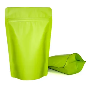 Zhongbao China Factory Custom Lime Green Food Grade Clear and Silver Gold Stand up Pouch Bags 10cmx17cm