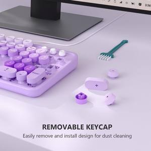 Ergonomic USB 3.0 Plug Play Wired <b>Keyboard</b> 104 Keys Full Size Numeric <b>Keypad</b> Coloful Retro Round Cute Keycaps for WinXP/7/8/10 - Product Image 5