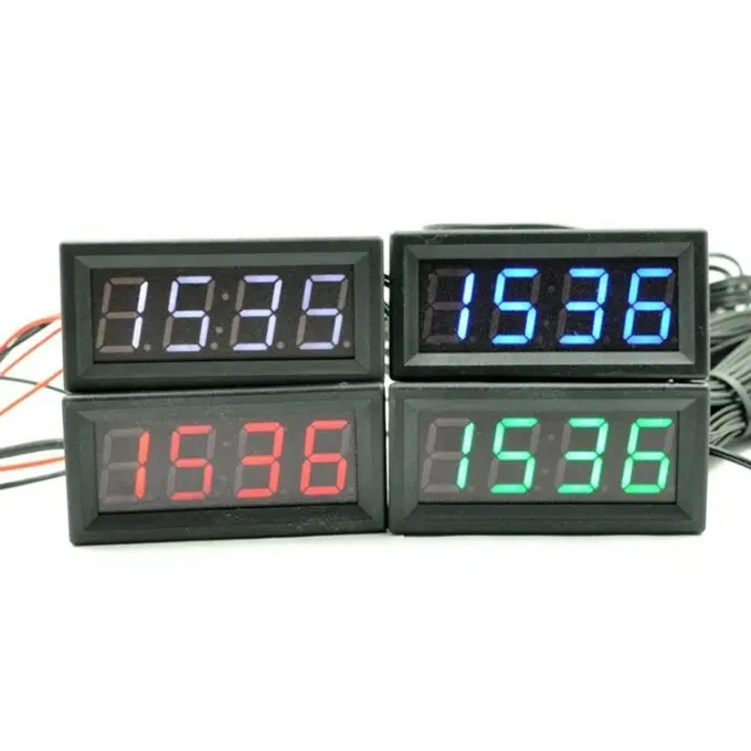 0.56 "Digital 5 ~ 60v Voltmeter Temperature Clock Meter Inside Outside Temperature Double Sensors für Automotive Motorcycle
