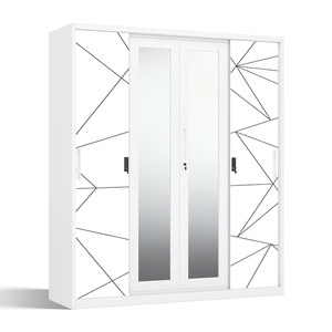 Armoire en acier imprimé à 4 portes coulissantes avec miroir 1600 mm - Product Image 1