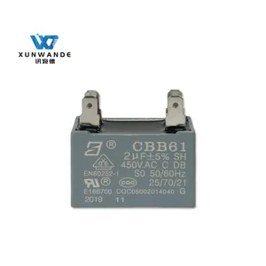 Fábrica profissional CBB61 450V 2uf Conditioner de ar condicionado Run Capacitor Quatro Terminais de conexão rápida