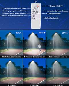 Vente en gros de lampadaires solaires LED intégrés avec radar et contrôle de la lumière, étanches IP65, 200W 300W, pour extérieur, en ABS - Product Image 2