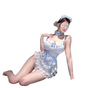 Tenue de Soubrette Sexy en Lingerie Flirtante, Dos Nu, en Chiffon Transparent, pour Jeu de Rôle Féminin - Product Image 5